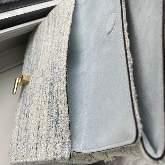 NWOT Sandro Tweed Yza shoulder bag in bleu - Picture 13 of 14